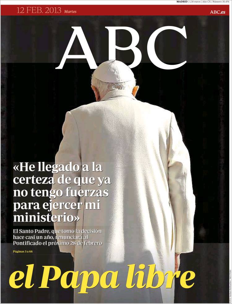 Portada del ABC con imagen del papa. Noizze Media